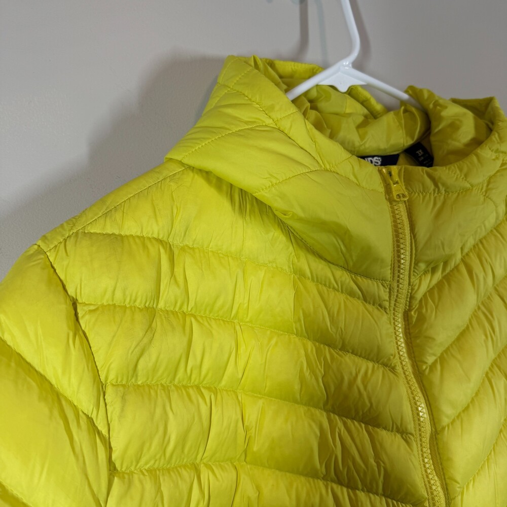 Lands' End Womens 3X 24W-26W Yellow Down Puffer Jacket Hooded Quilted - Picture 12 of 12